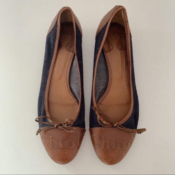 Chloe Shoes - Chloe Denim Leather Flats